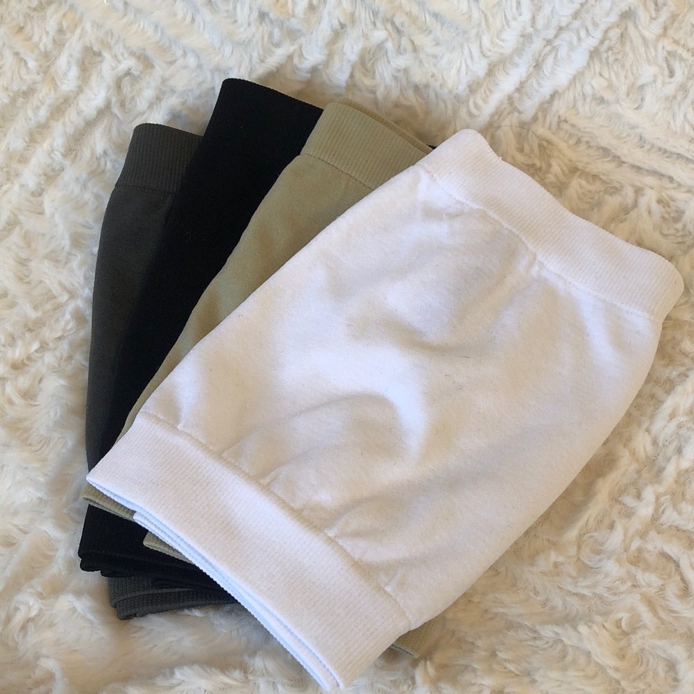 TRINITY TRIBE 4Pk Bandeau Bras, Black, Gray, Tan, & White, O/S.